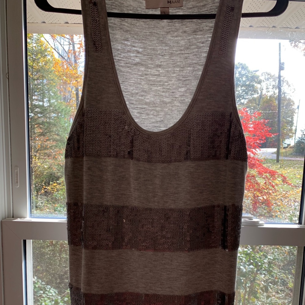 Gray sequin tank top